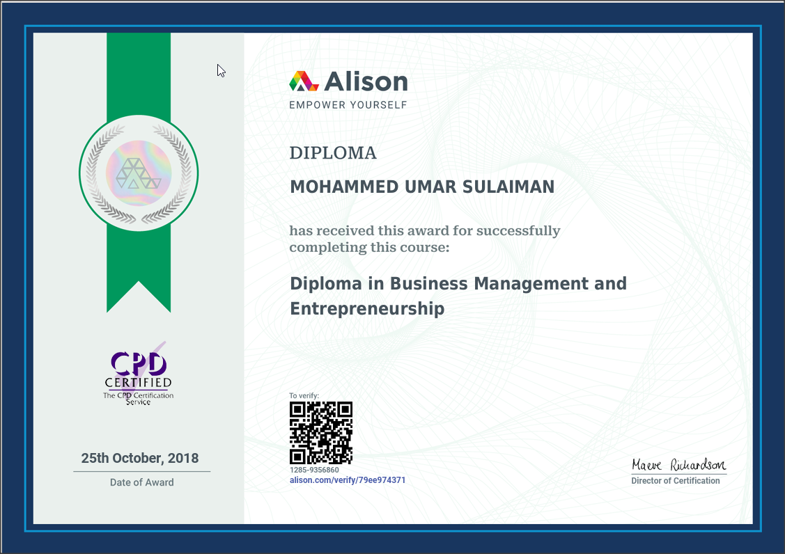 Diploma in Business Management and Entrepreneurship